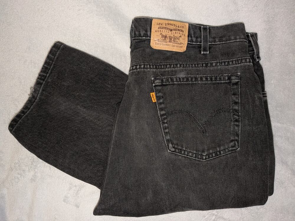 Vintage 90s Levi's 619 Orange Tab Black Jeans 40x32 Made in Canada Straight Leg
